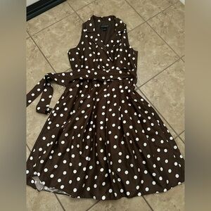 Jessica Howard Brown Polka Dot Midi Dress Size 12 petite